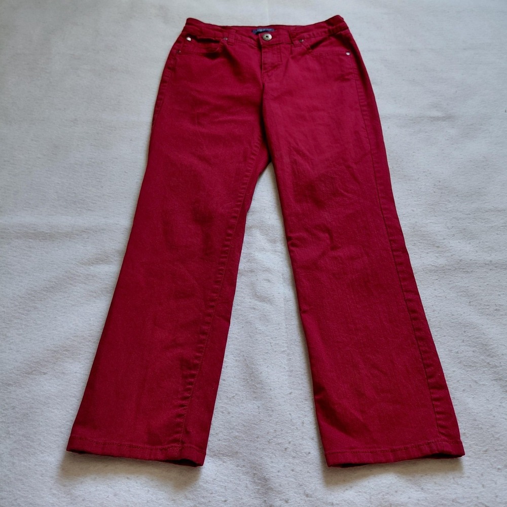 Bandolino Mandie Womens Petite Stretch Bootcut Jeans Red Size 6P Cotton Spandex